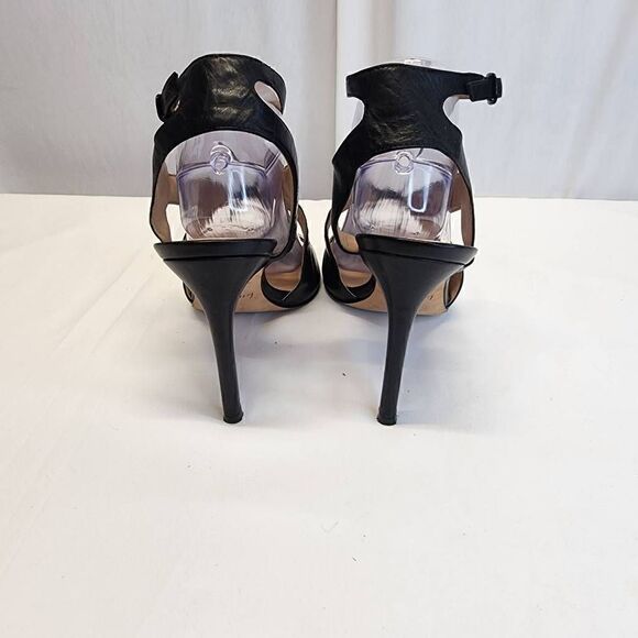 Bettye Mueller Black Leather Pumps Cut Out Ankle Strap Size 9.5 - Picture 5 of 10